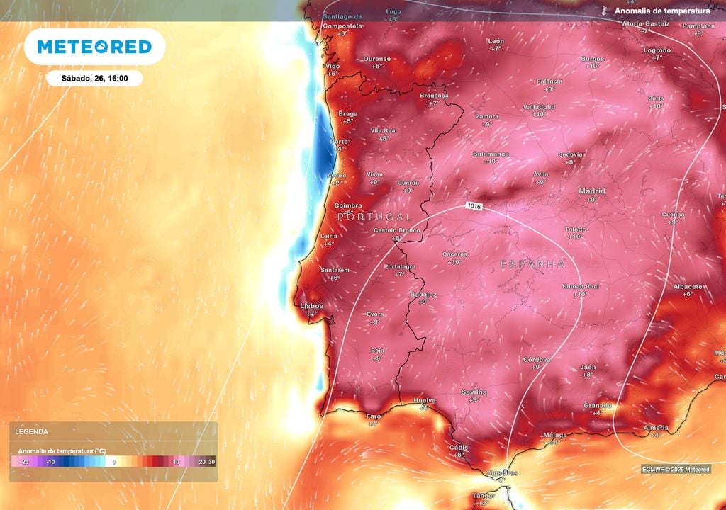 As anomalias térmicas serão particularmente expressivas no Centro e Sul, onde as temperaturas poderão ficar até 9 ºC acima do habitual para o final de setembro, nomeadamente em Évora e Beja.