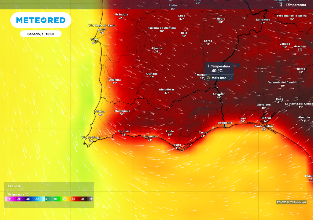 Sábado, 1 de agosto, será o dia mais quente deste curto episódio de três dias caracterizado pela persistência de temperaturas elevadas, tanto diurnas, como noturnas, salientando-se a vila raiana de Alcoutim como a localidade mais quente, com uma temperatura máxima prevista de 41 ºC.