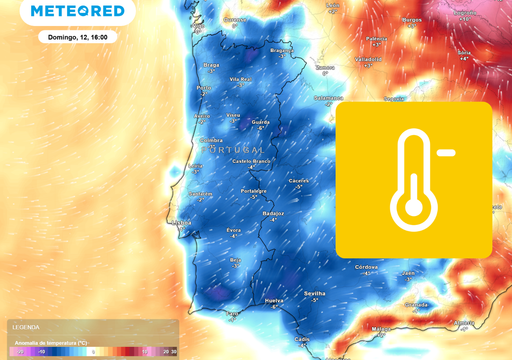 At&eacute; 8 &ordm;C abaixo da m&eacute;dia: anomalias t&eacute;rmicas negativas cobrem Portugal Continental no domingo