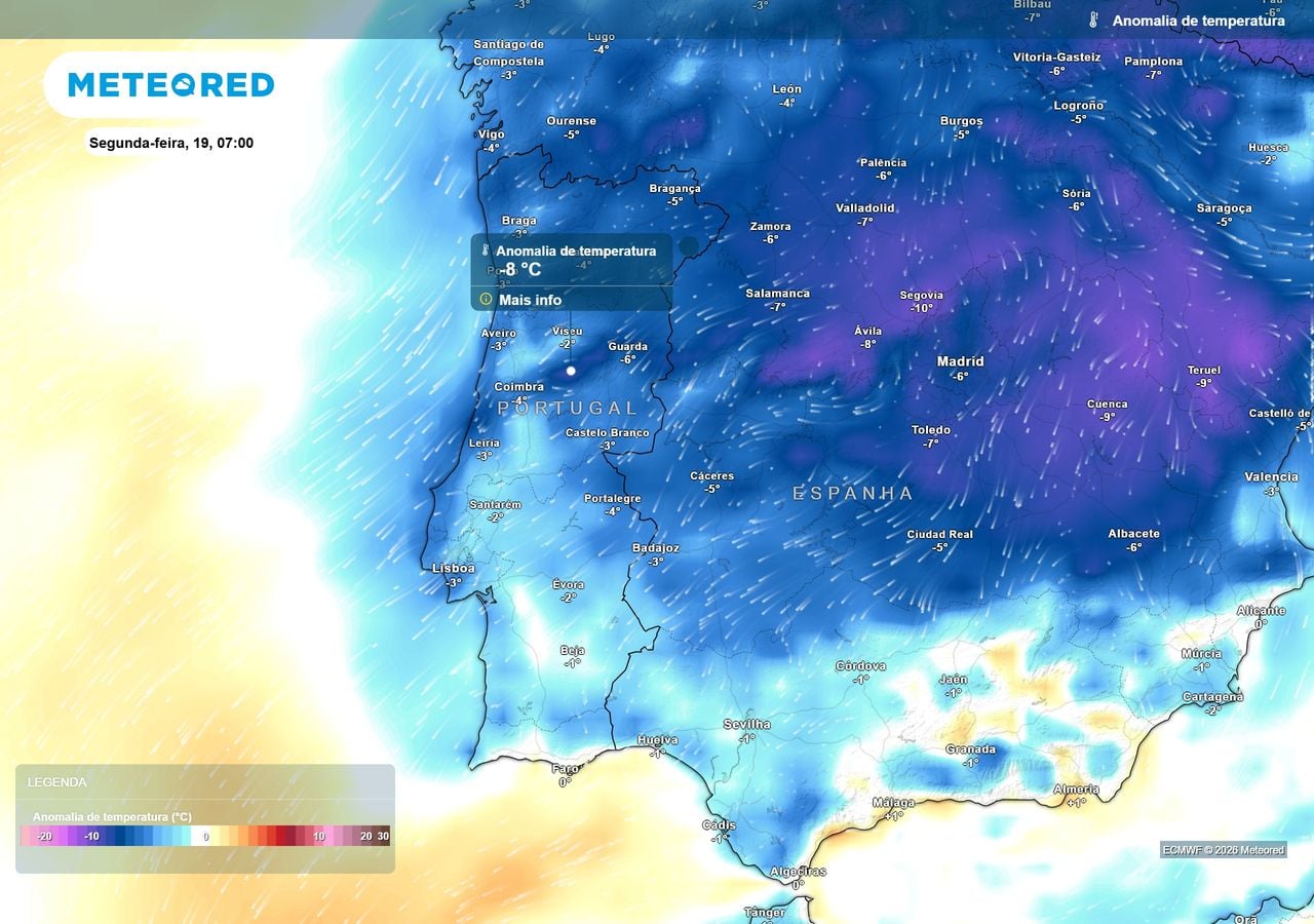 Up to 8 ºC below average in Mainland Portugal: negative thermal anomalies to return soon