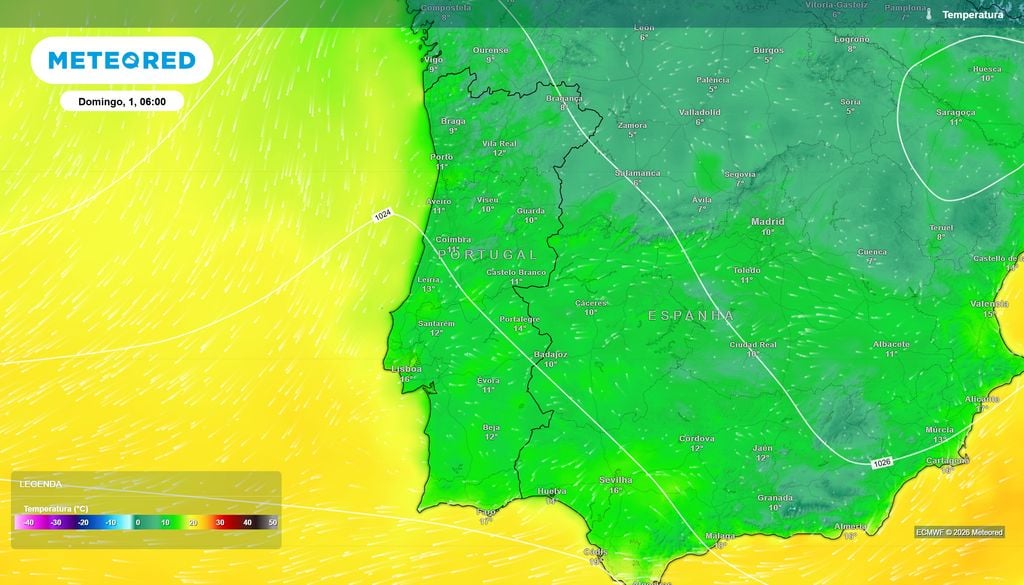 Bragança poderá voltar a registar 8 ºC no domingo A previsão do ECMWF indica novo arrefecimento em Bragança, com temperaturas próximas de 8 ºC às 06h de domingo, enquanto a Guarda poderá registar cerca de 10 ºC.