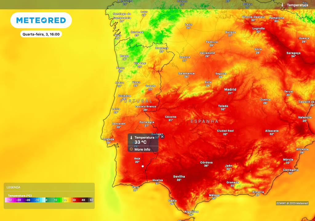 Temperaturas sobem e podem atingir valores de 33 ºC no interior alentejano. Temperaturas sobem e podem atingir valores de 33 ºC no interior alentejano.