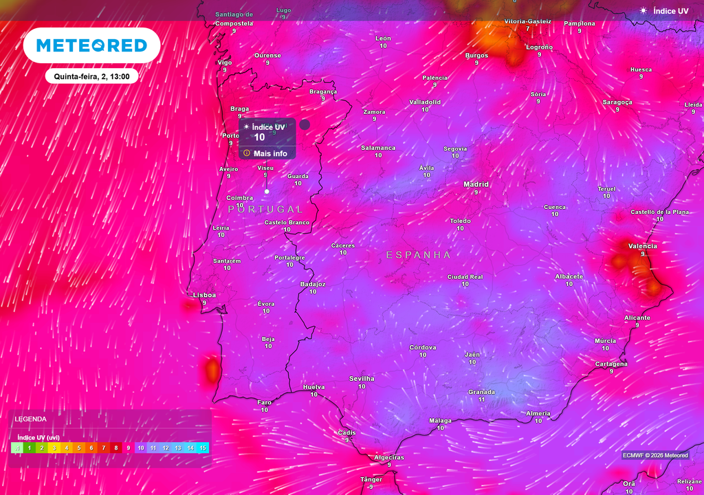 Pelo menos, até sexta-feira, dia 3 de julho, esperam-se níveis elevados de radiação UV em Portugal Continental, especialmente entre as 12h e as 15h.