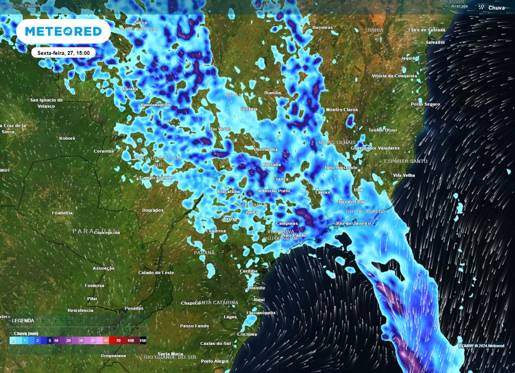 alerta de chuvas intensas sobre o Sudeste