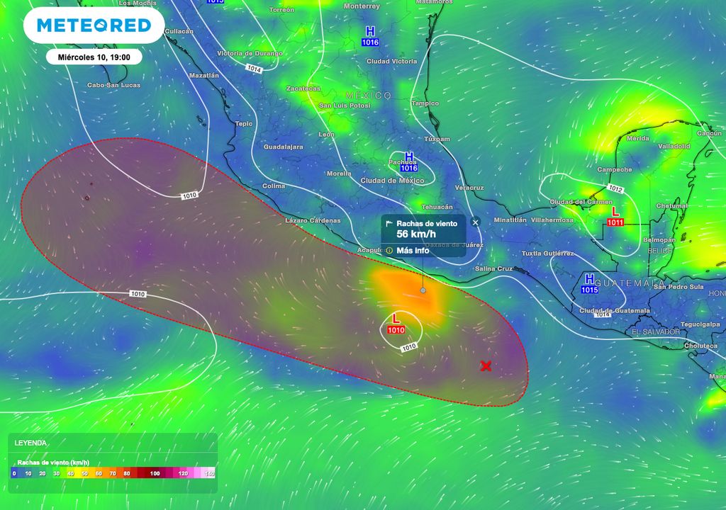 Se esperan que los vientos sean de moderada a fuerte intensidad de 30 a 50 km/h, con rachas de hasta 60 km/h.