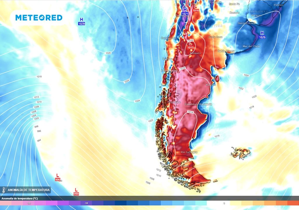 Anomalía temperatura ECMWF Chile