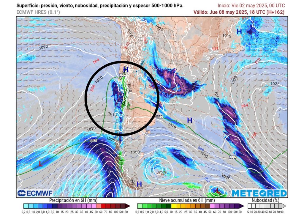 LLuvias en Santiago de Chile, Meteored