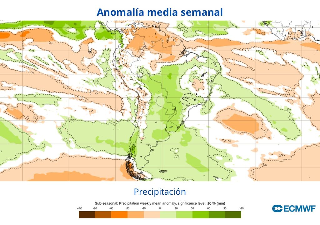 Anomalía semanal de precipitaciones