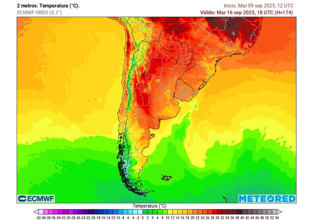 Carta de temperatura ECMWF