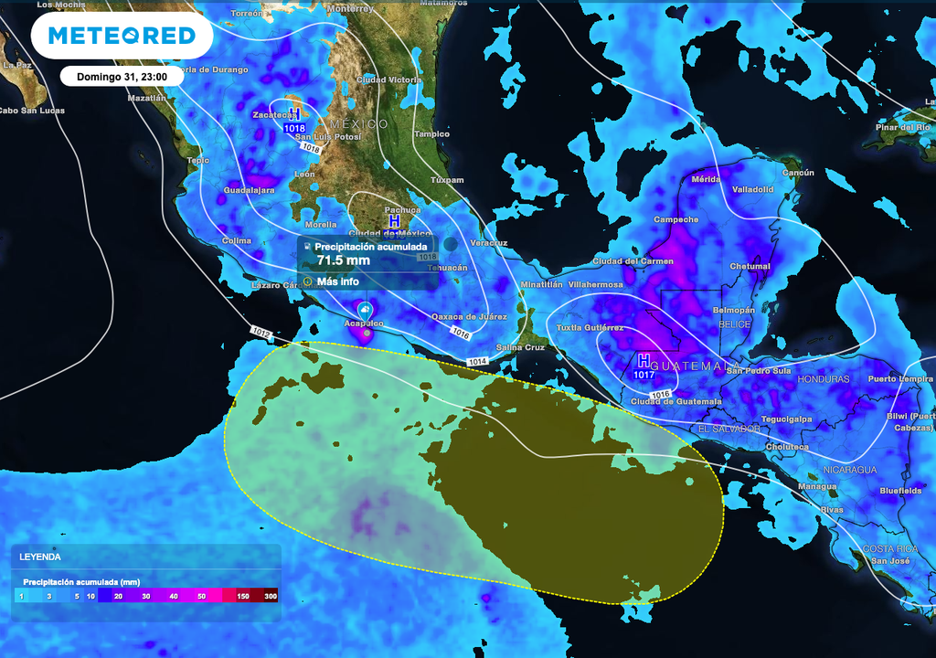 Zona de inestabilidad que se esta organizando frente costas mexicanas, refuerza la presencia de lluvias con acumulados de entre 60 a 100 mm en los estados de Chiapas, Oaxaca y Guerrero. Zona de inestabilidad que se esta organizando frente costas mexicanas, refuerza la presencia de lluvias con acumulados de entre 60 a 100 mm en los estados de Chiapas, Oaxaca y Guerrero.