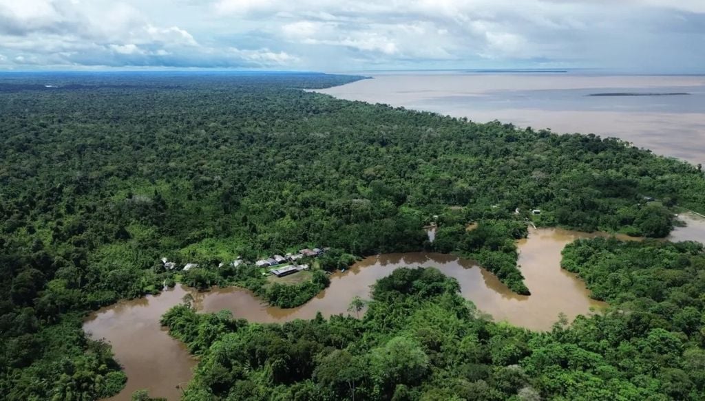 Na comunidade de Bacaba, na confluência entre igarapé de mesmo nome e o rio Amazonas, o projeto Omara investiga as mudanças através da ciência cidadã. Foto: Luis Ushirobira/InfoAmazonia Na comunidade de Bacaba, na confluência entre igarapé de mesmo nome e o rio Amazonas, o projeto Omara investiga as mudanças através da ciência cidadã. Crédito: Luis Ushirobira/InfoAmazonia