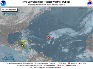 Atlántico y Caribe activos: tormenta tropical Epsilon y baja caribeña