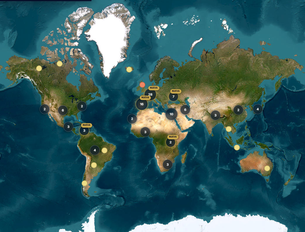 El mapamundi interactivo permite recorrer el mundo virtualmente para descubrir una amplia selección de interpretaciones de los eclipses solares a través del patrimonio cultural de los países. Fuente: CSIC