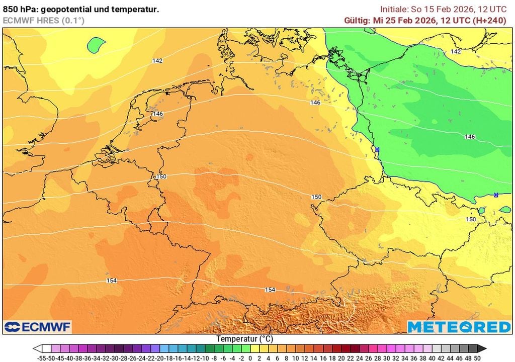 In der letzten Februarwoche könnte es deutlich milder werden. In der Höhe strömen sehr milde Luftmassen nach Deutschland.