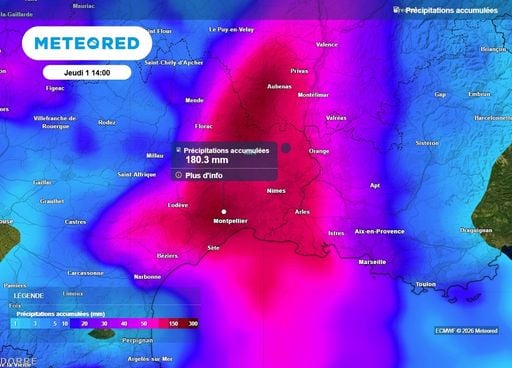 Attention aux risque de virulents orages et d'importants cumuls sur le sud de la France d'ici jeud