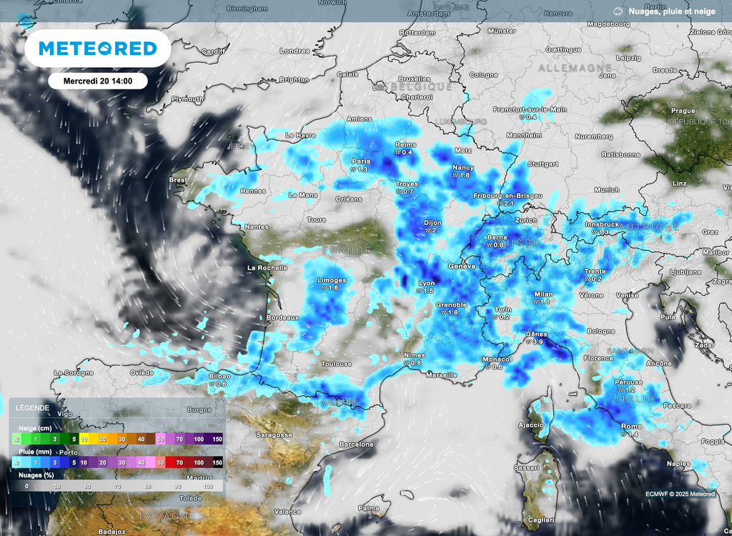 La goutte froide continuera d'apporter un risque de pluies et d'orages mercredi.