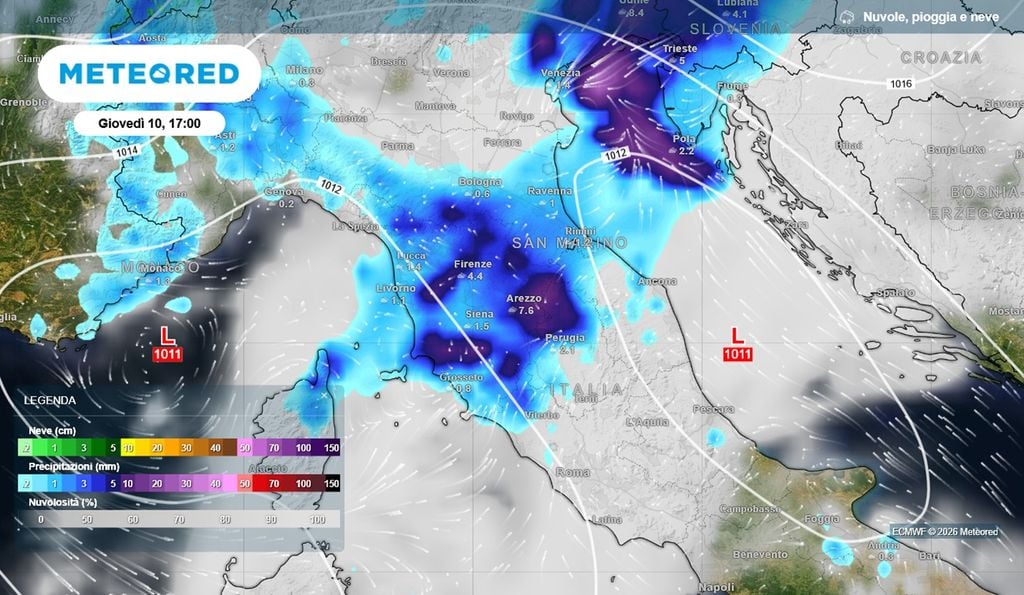 Giovedì 10 settembre: forte instabilità al Centro.