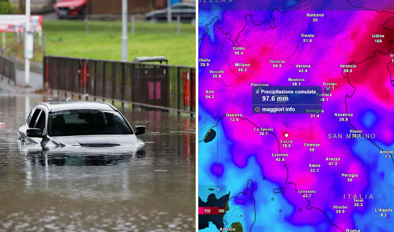Meteo, maltempo in rapido spostamento verso il Centro: gioved&igrave; 10 in Toscana picchi di 100 mm in poche ore