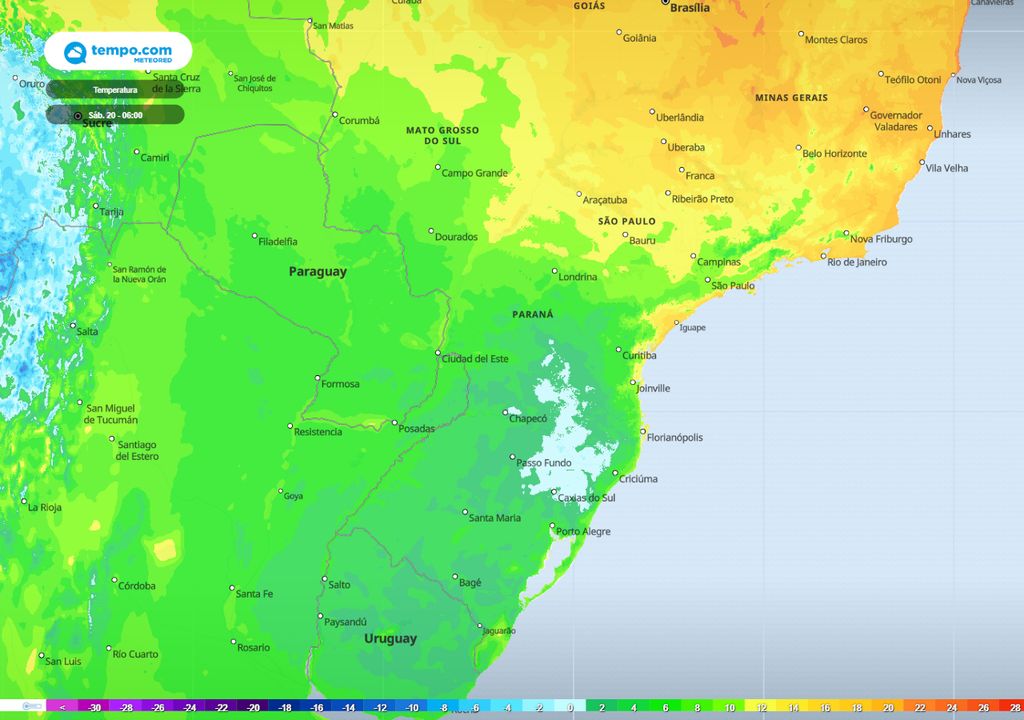 Atualização para a intensa massa polar: Onde esfria?
