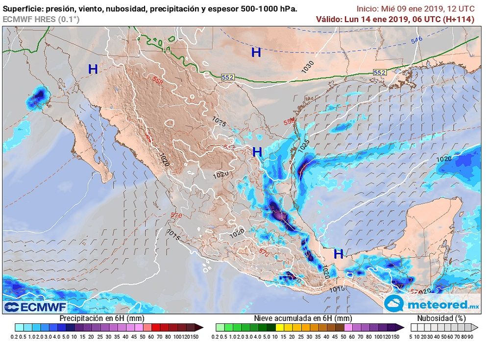Pronóstico del tiempo para el día lunes a mediodía
