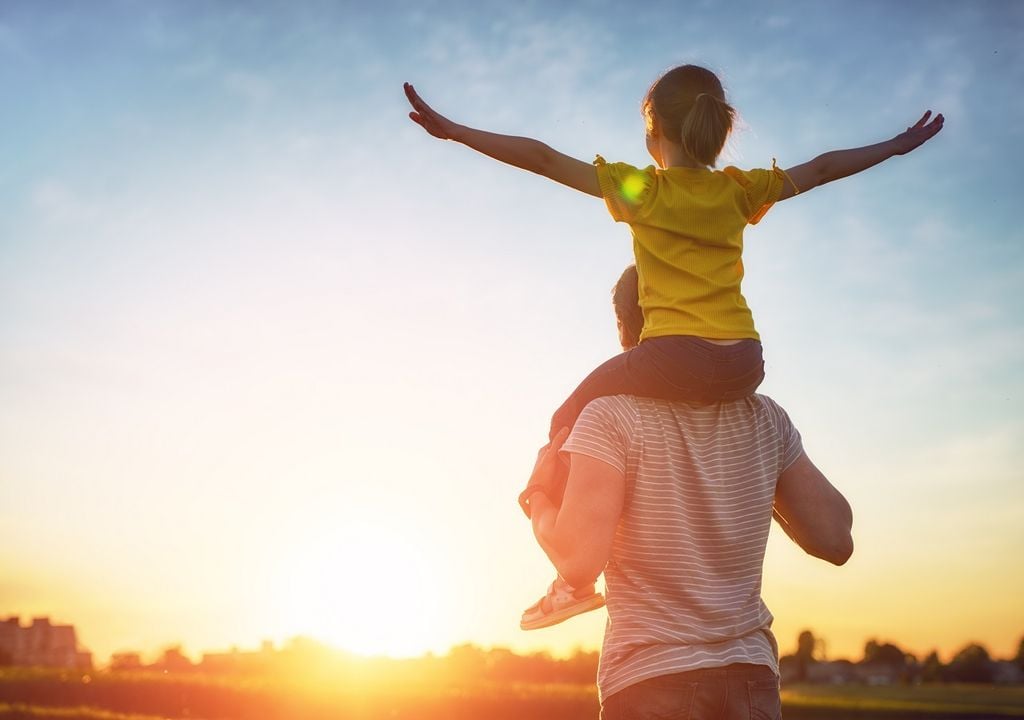 Puesta de sol; familia