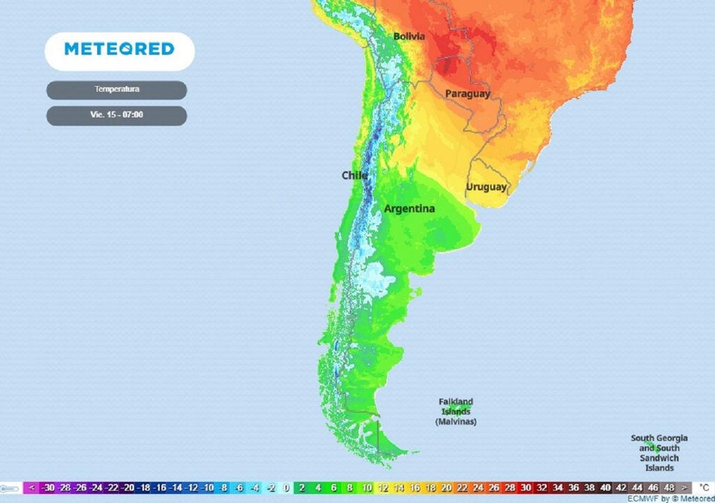 Temperaturas previstas; Modelo del ECMWF Temperaturas previstas; Modelo del ECMWF
