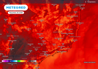 Aumento do calor antecede a chegada da frente fria no Sudeste do Brasil