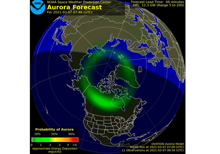 Previsión de auroras boreales Previsión de auroras boreales