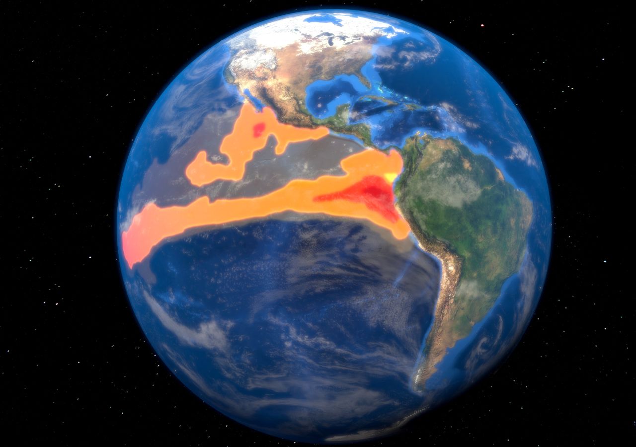 Distribuição espacial do fenómeno denominado El Niño, no Oceano Pacífico.