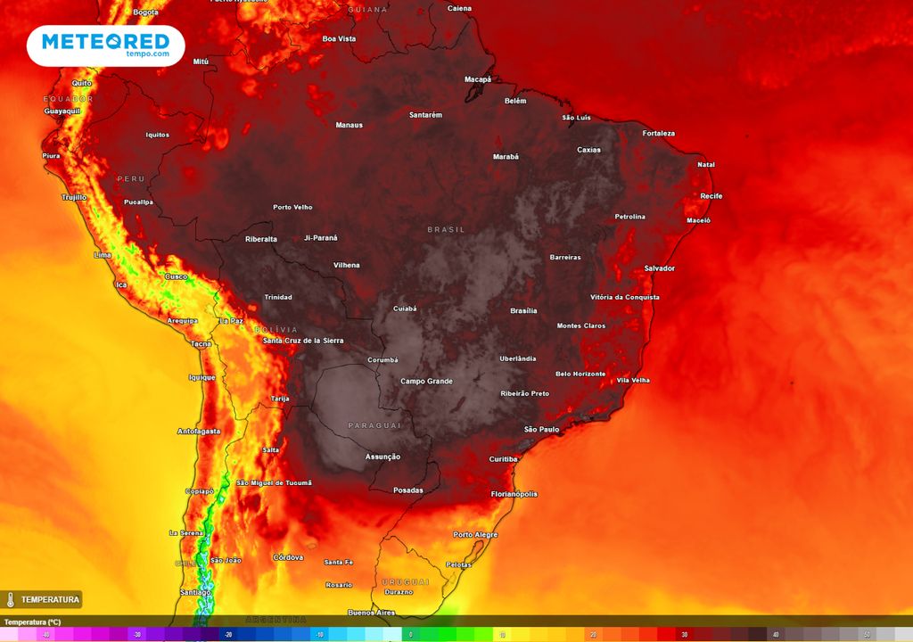 Mapa de previsão de temperaturas para Domingo dia 24 à tarde.
