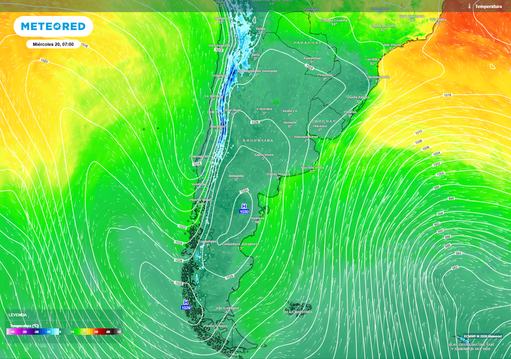 Amanecer del miércoles 20 muy frío nuevamente en el país.