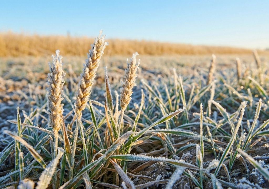 trigo Las heladas pueden provocar daños en las hojas, pero el trigo suele tolerar bien el frío durante las primeras etapas vegetativas y recuperar su crecimiento cuando suben las temperaturas.