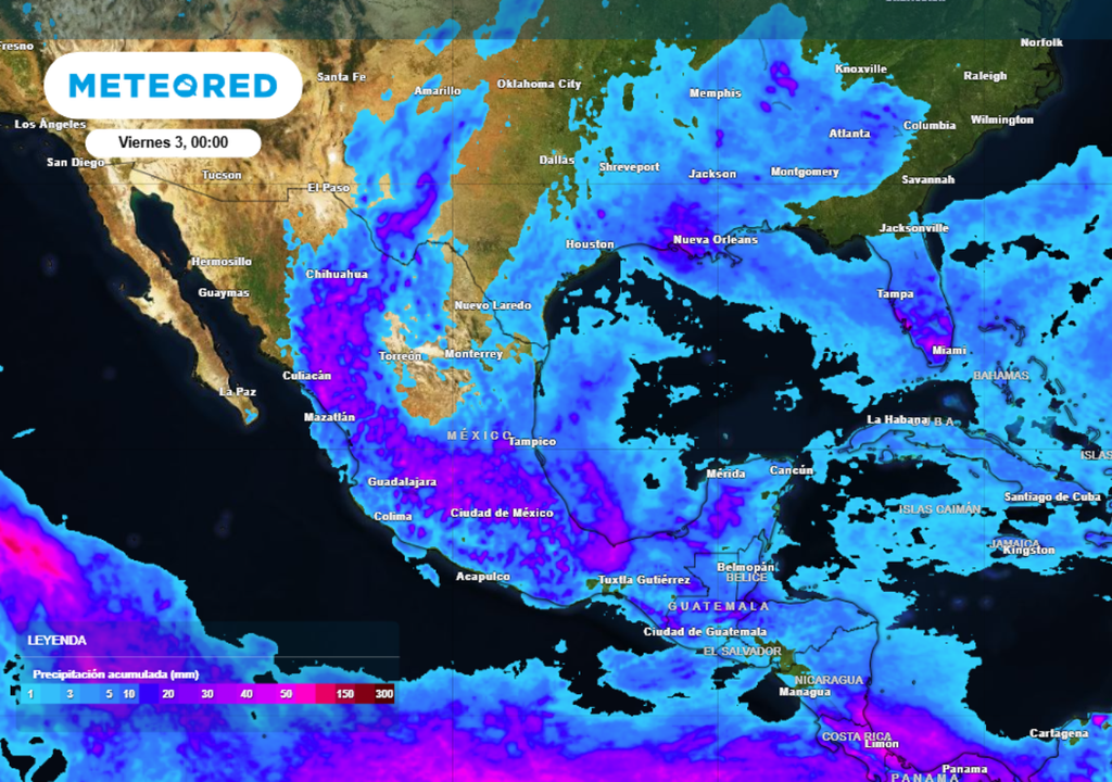 Probabilidad Pronóstico de lluvias para este jueves en México.