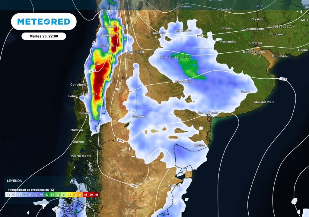 Martes lluvias Este martes 28 se esperan lluvias sobre la zona del alto valle con nevadas en sectores altos de la línea sur. Incluso no se descarta alguna tormenta en el área del alto valle y valle medio.