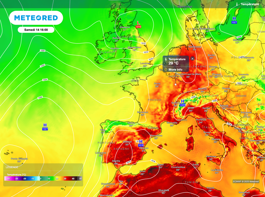 Avant l'arrivée d'orages locaux potentiellement forts, la chaleur sera lourde sur la moitié est ce samedi. Avant l'arrivée d'orages locaux potentiellement forts, la chaleur sera lourde sur la moitié est ce samedi.