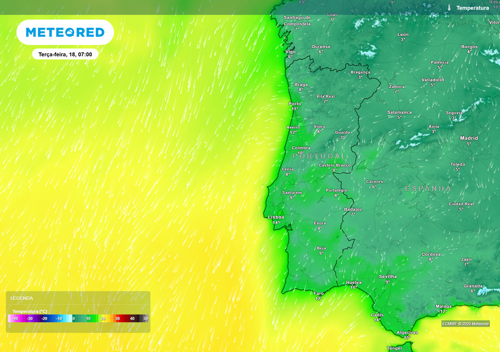 Mapa atmosférico: Temperatura
