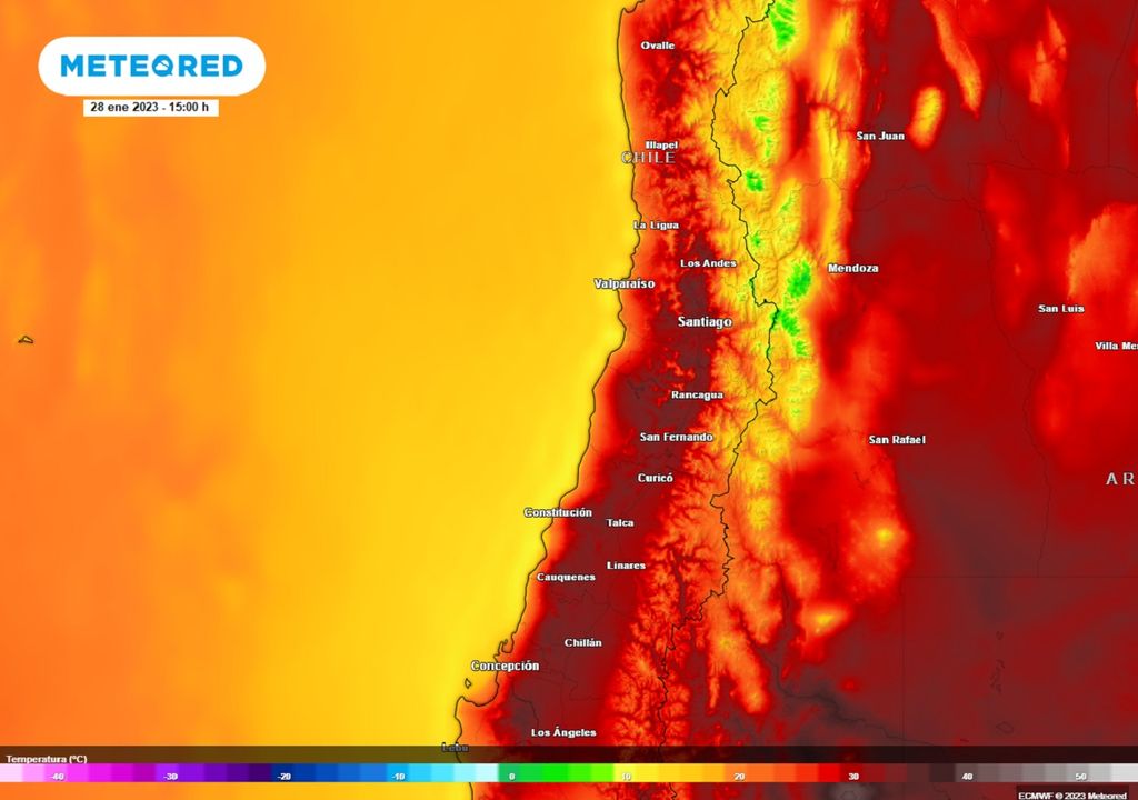 Temperatura prevista; modelo ECMWF Temperatura prevista; modelo ECMWF
