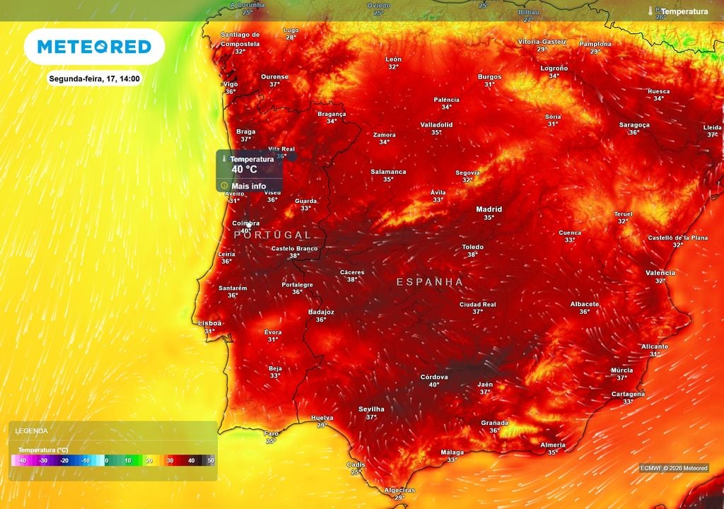 As temperaturas vão subir, especialmente no Norte e Centro do país, podendo haver um alívio no Sul.