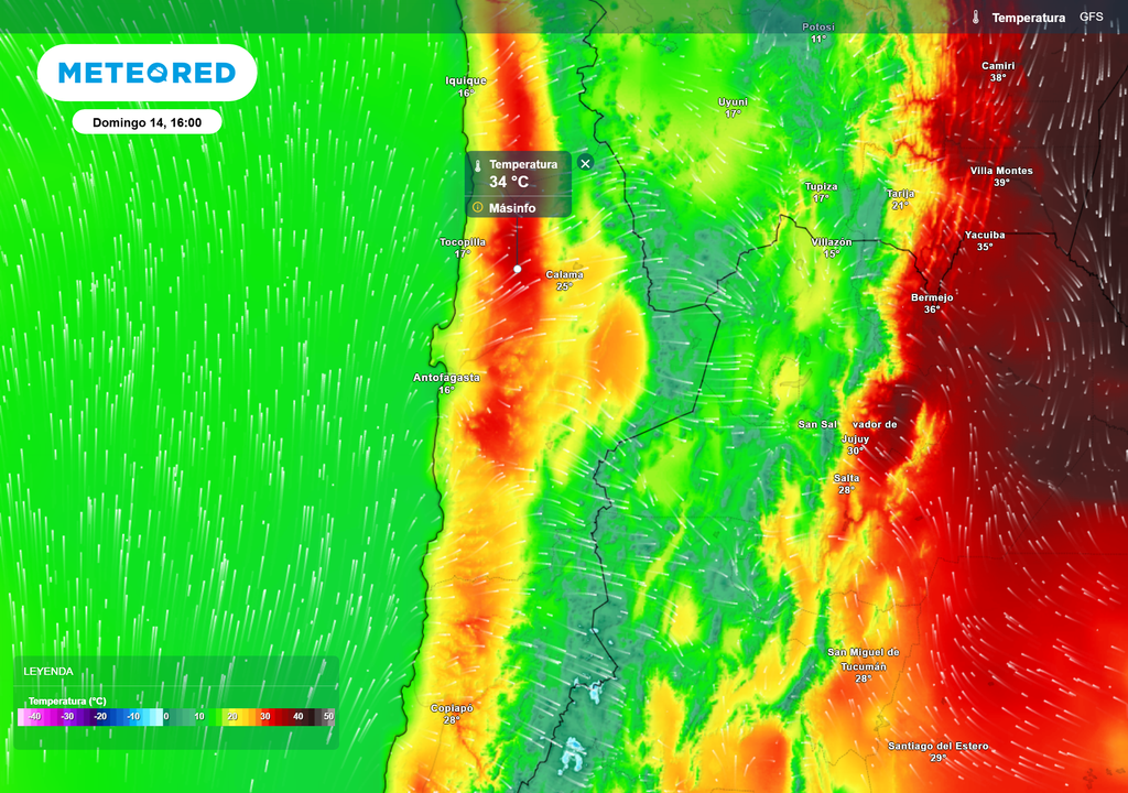 Hasta 35 °C en la Pampa de Antofagasta y 34 °C en la precordillera de Atacama este 14 y 15 de septiembre, según la DMC. Hasta 35 °C en la Pampa de Antofagasta y 34 °C en la precordillera de Atacama este 14 y 15 de septiembre, según la DMC.