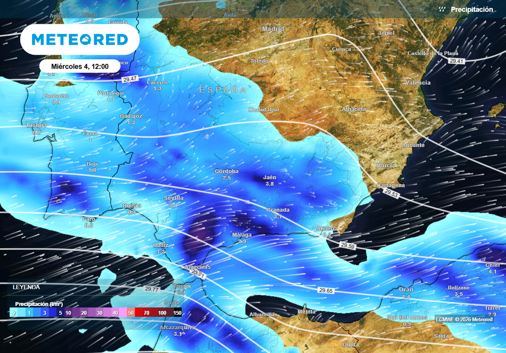 Mañana las precipitaciones se extenderán por toda Andalucía, siendo intensas y persistentes en áreas orográficamente favorables.