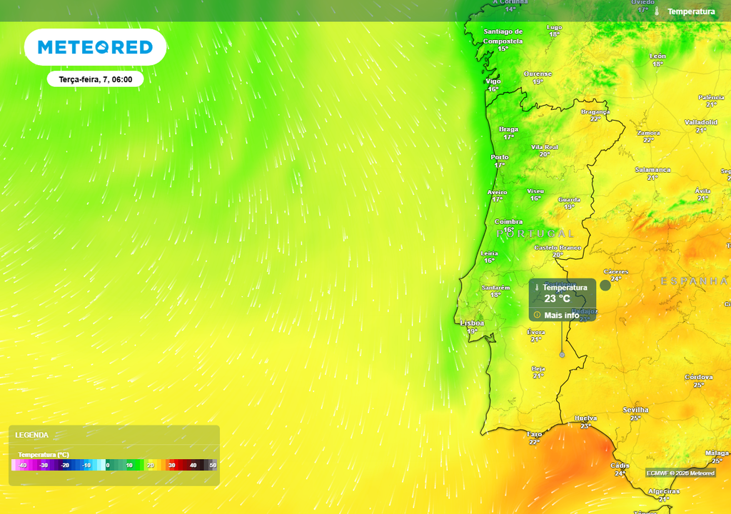 Durante boa parte da próxima semana, as noites tropicais persistirão numa vasta extensão do interior e no Algarve.