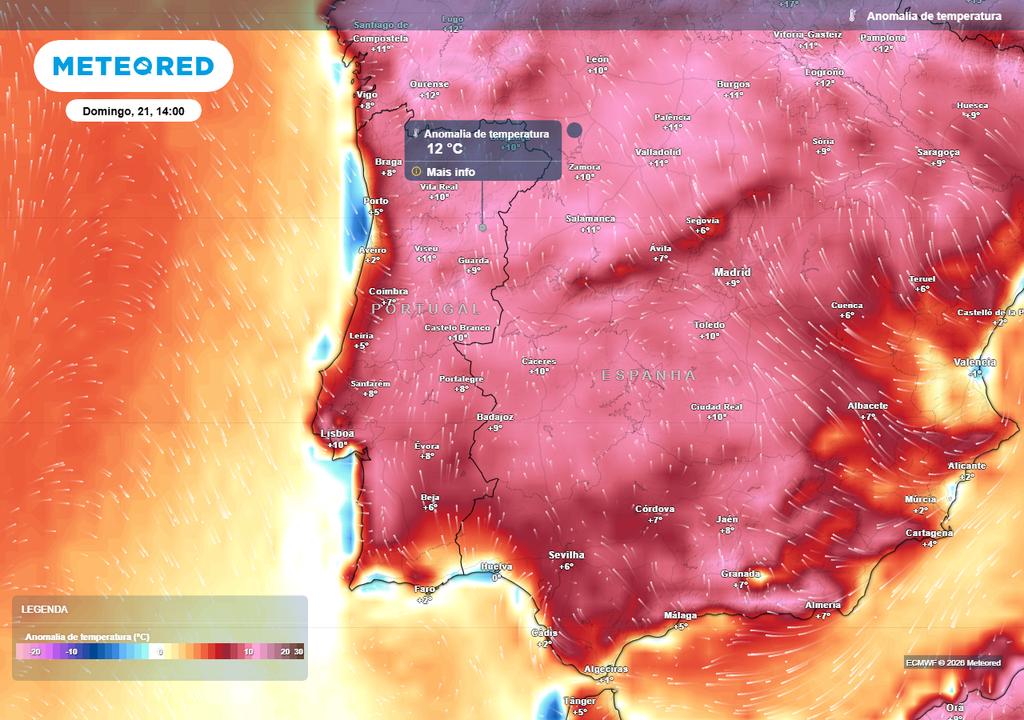 Amanhã preveem-se temperaturas entre 8 e 12 ºC acima do normal em grande parte do território de Portugal continental.