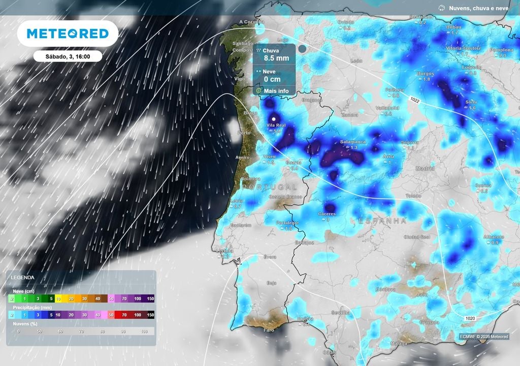 Chuva Durante a tarde, poderão formar-se núcleos de precipitação mais organizados, sobretudo no Norte e Centro, com chuva localmente forte num curto espaço de tempo.