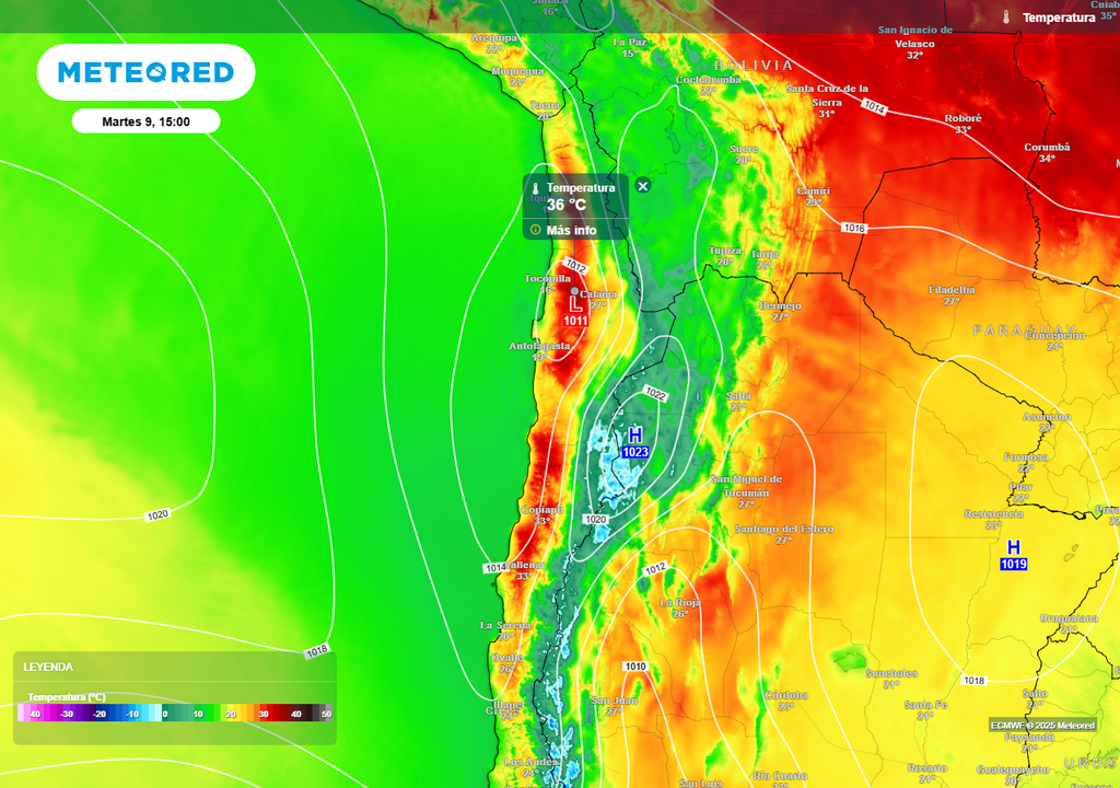 Temperatura máxima de hasta 36 °C en el norte de Chile, Meteored