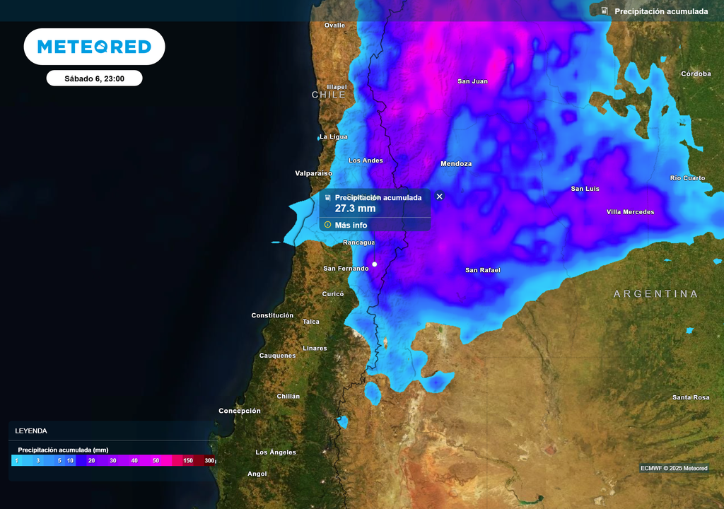 Mapa de precipitación acumulada.