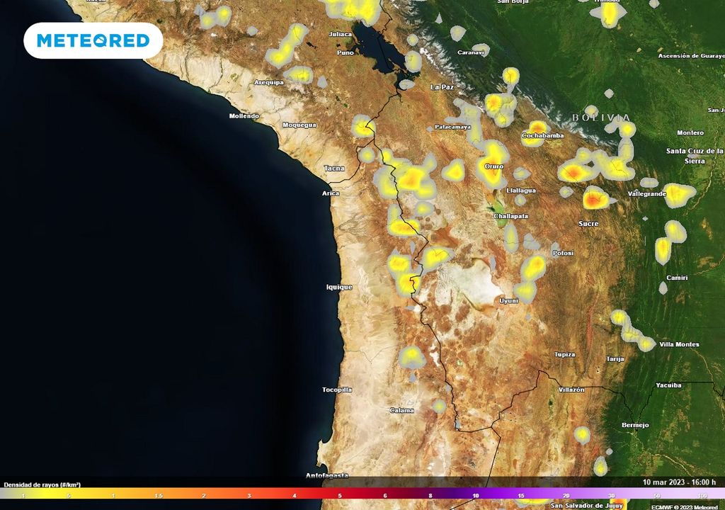 rayos previstos; modelo ECMWF rayos previstos; modelo ECMWF