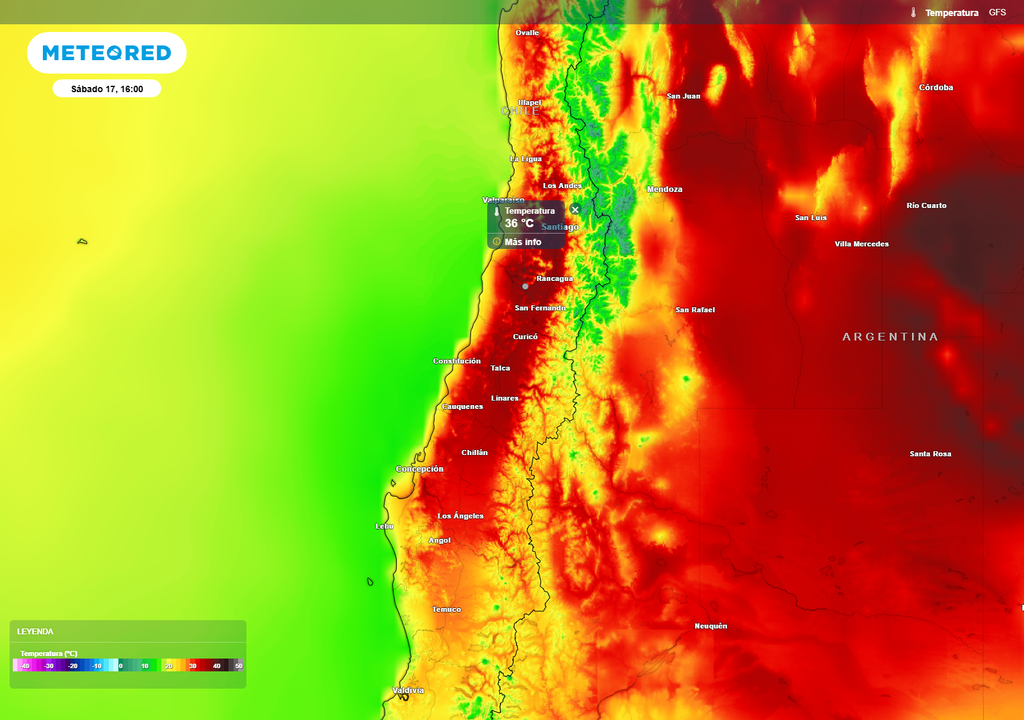 El intenso recalentamiento del interior explica los avisos por altas temperaturas, con máximas elevadas en valles y precordillera este fin de semana.