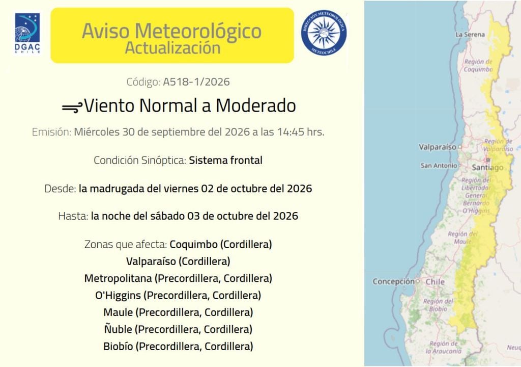 aviso DMC La DMC mantiene dos avisos vigentes para el día viernes por precipitaciones y vientos intensos.