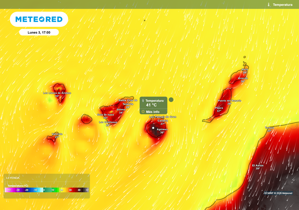 El mercurio podría superar los 42 ºC en puntos de la isla de Gran Canaria.