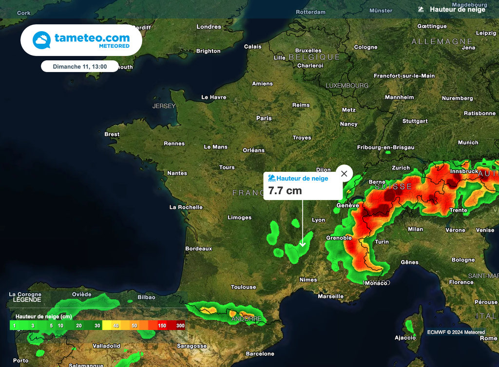 La neige sera encore discrète, ce malgré son retour sur les massifs français. La neige sera encore discrète, ce malgré son retour sur les massifs français.